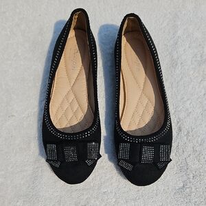 Scarpini Chic Black Flats with Bow Accent